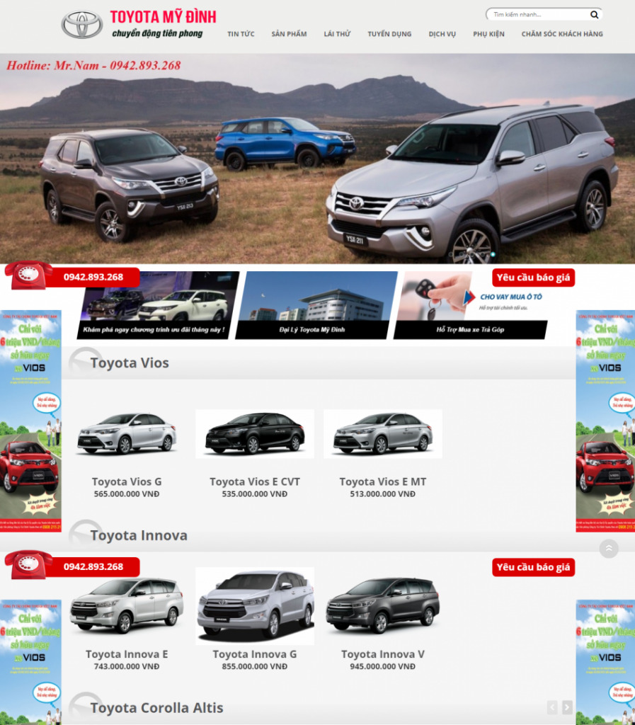 Thiết kế website Toyota Mỹ Đình