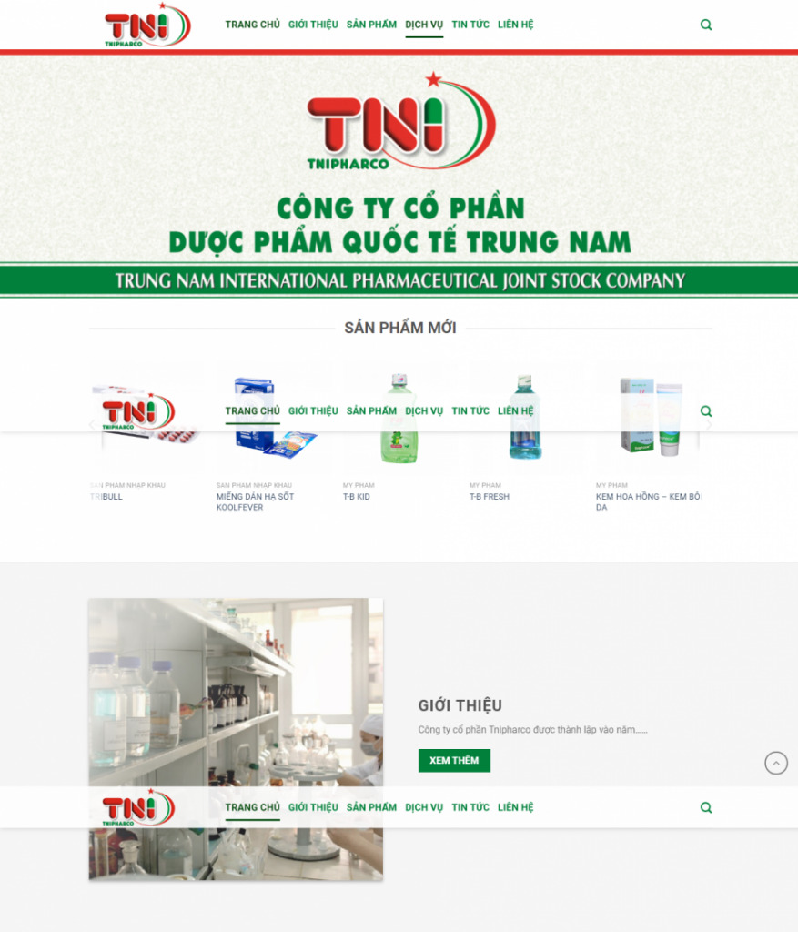 Thiết kế website – Công ty Cổ phần dược phẩm quốc tế Trung Nam