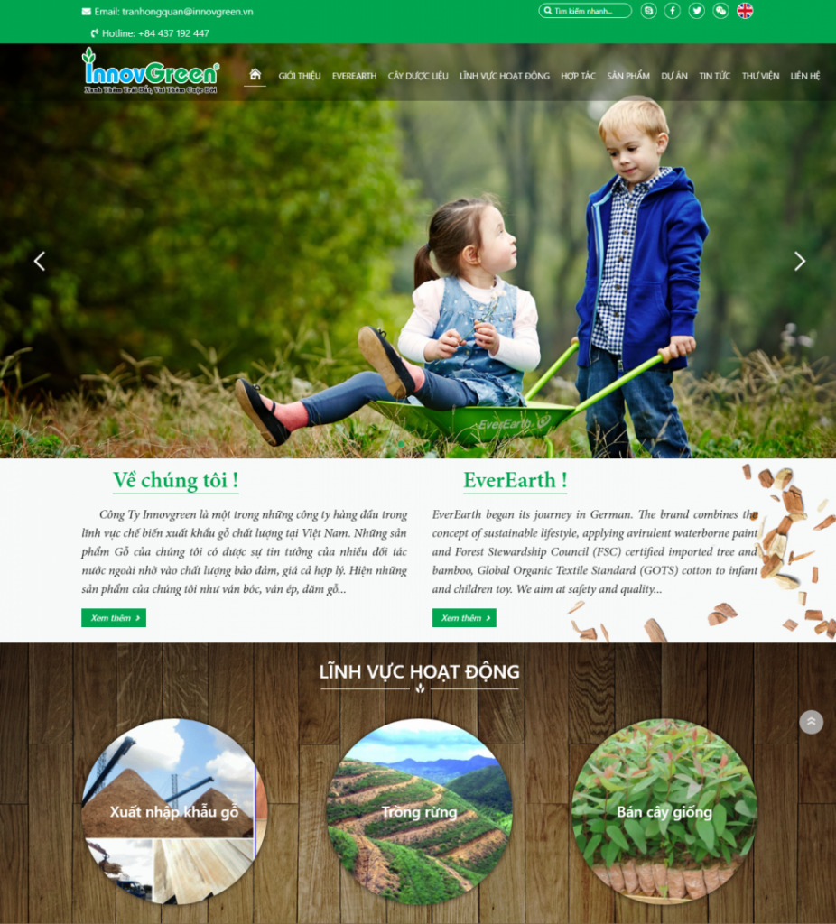 Thiết kế Website cho Công ty TNHH InnovGreen Nghệ An