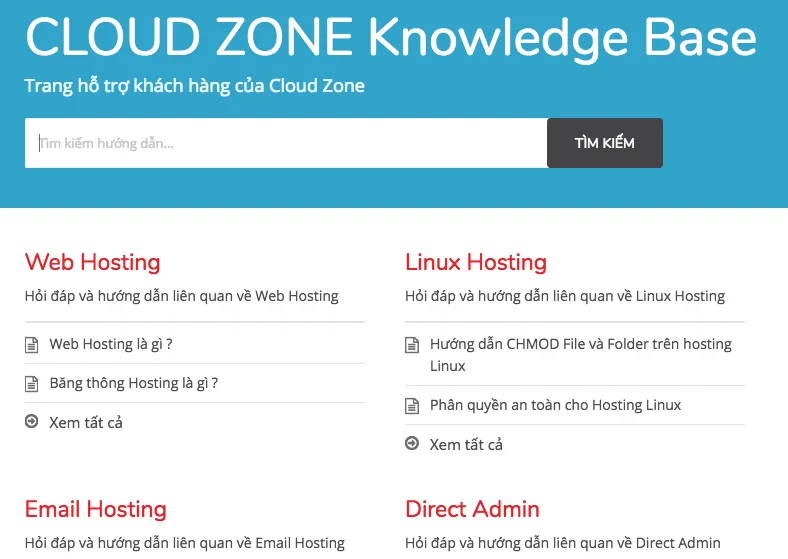 Thông báo về việc ra mắt trang hỗ trợ kiến thức Support.Cloudzone.VN