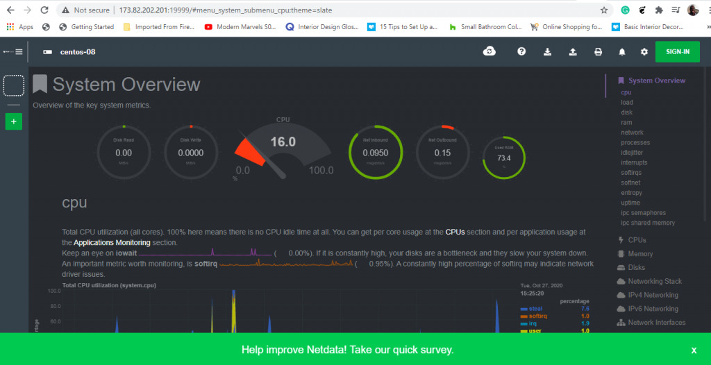 Hướng dẫn sử dụng công cụ Netdata giám sát hiệu năng Ubuntu