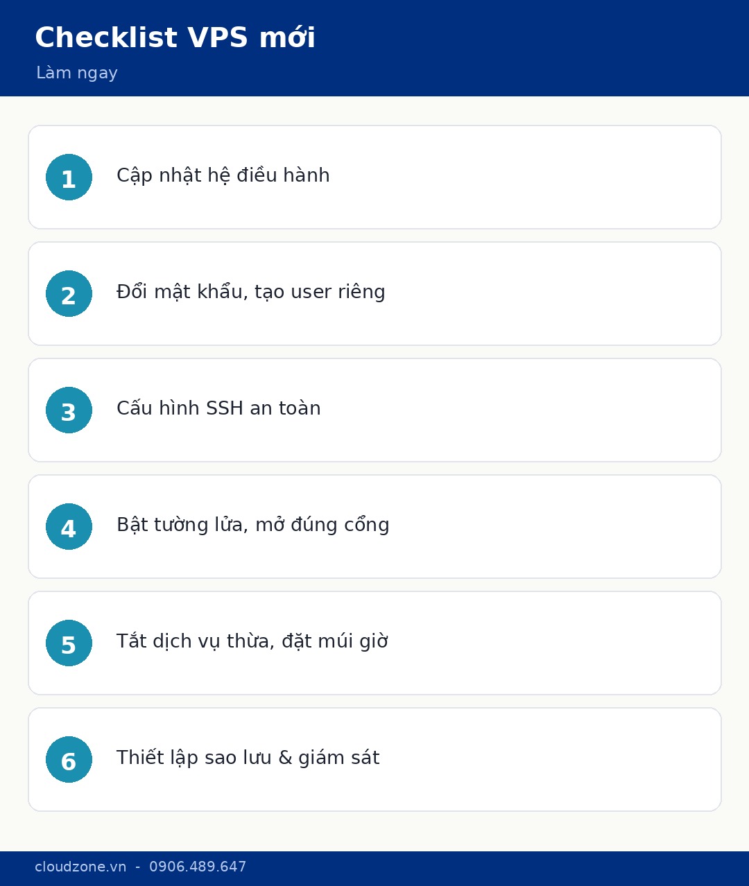 Checklist làm cứng VPS mới