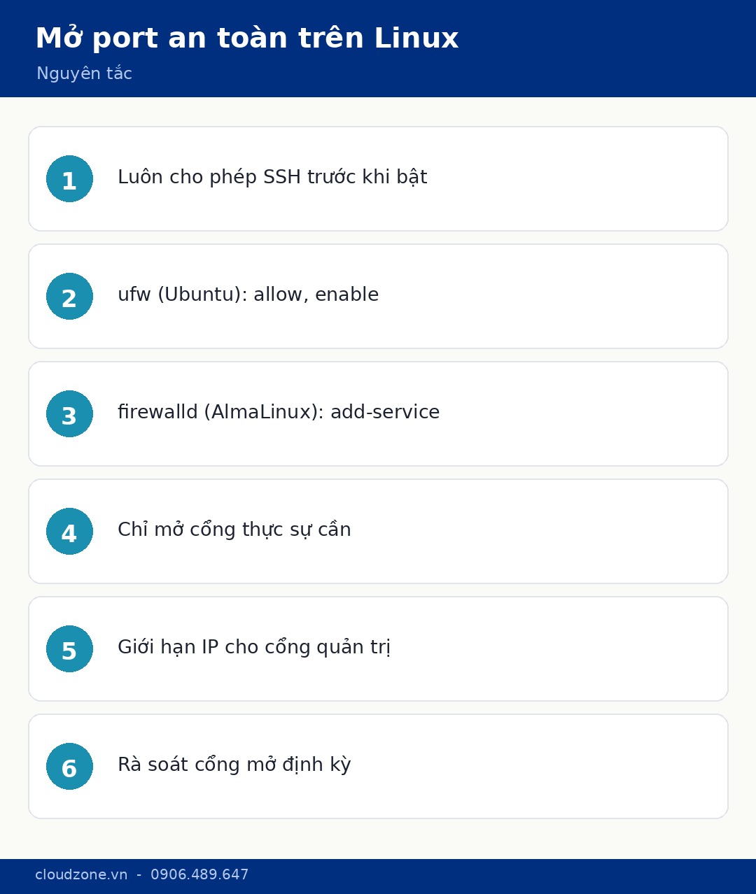 Nguyên tắc mở port an toàn trên Linux